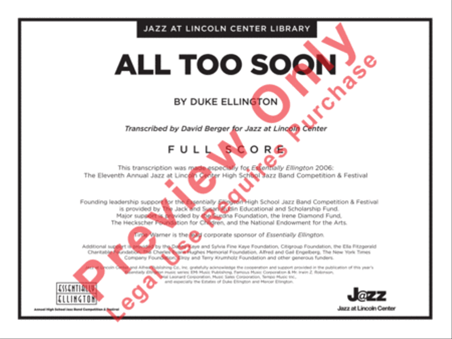 All Too Soon All Too Soon Jazz Ensemble scores gallery preview page 2