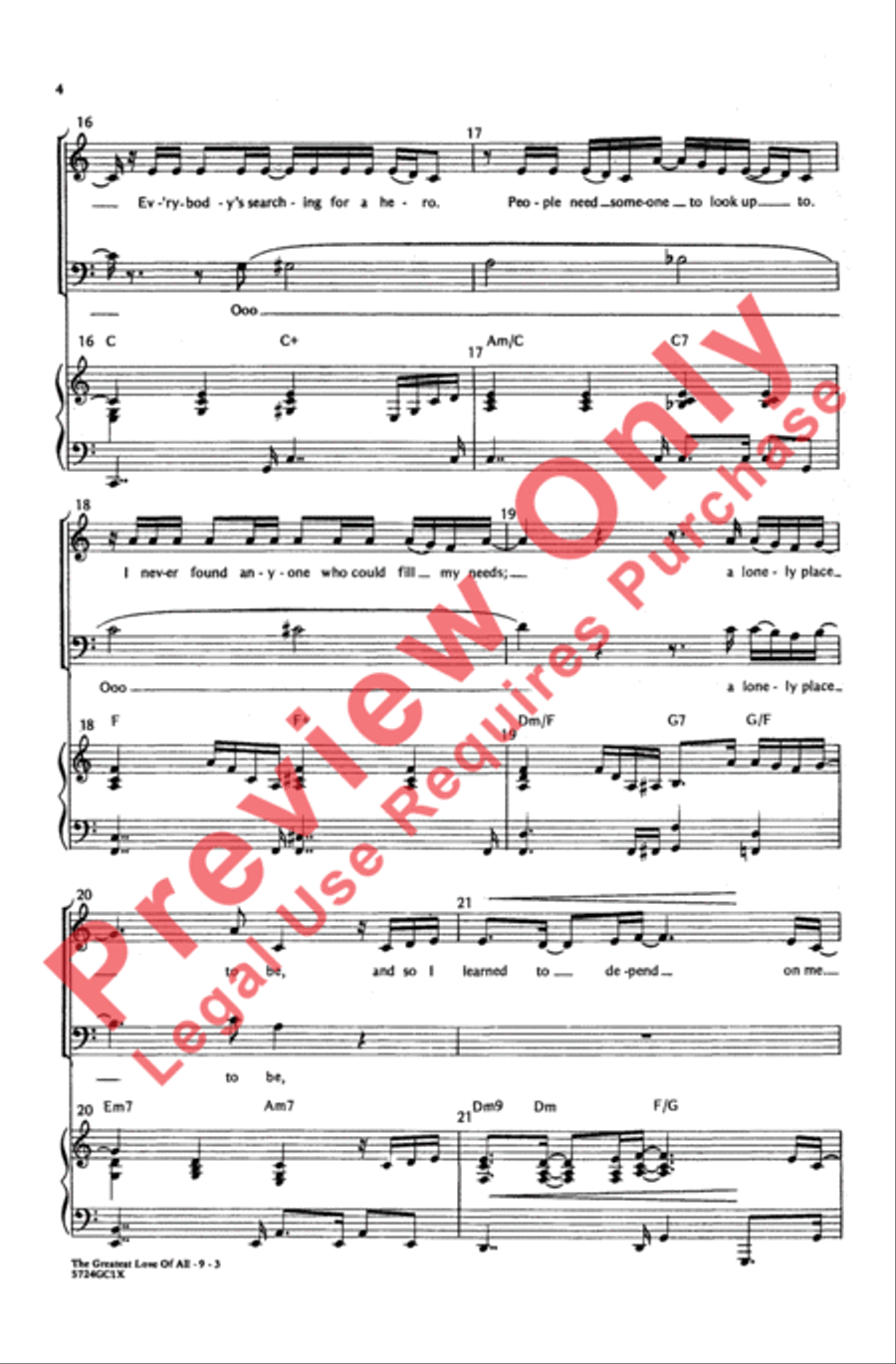 Greatest Love of All Greatest Love of All Choir scores gallery preview page 4