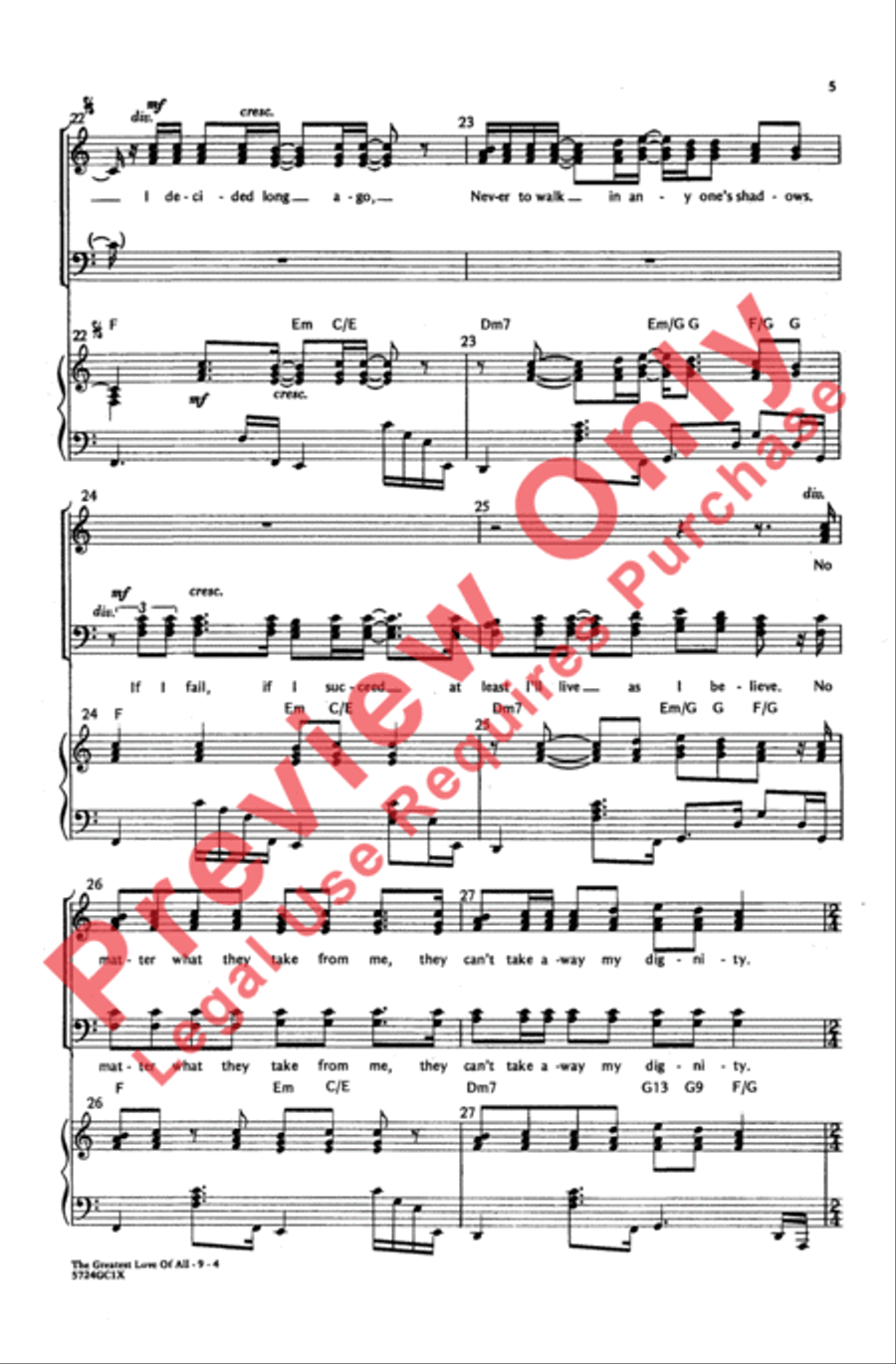 Greatest Love of All Greatest Love of All Choir scores gallery preview page 5