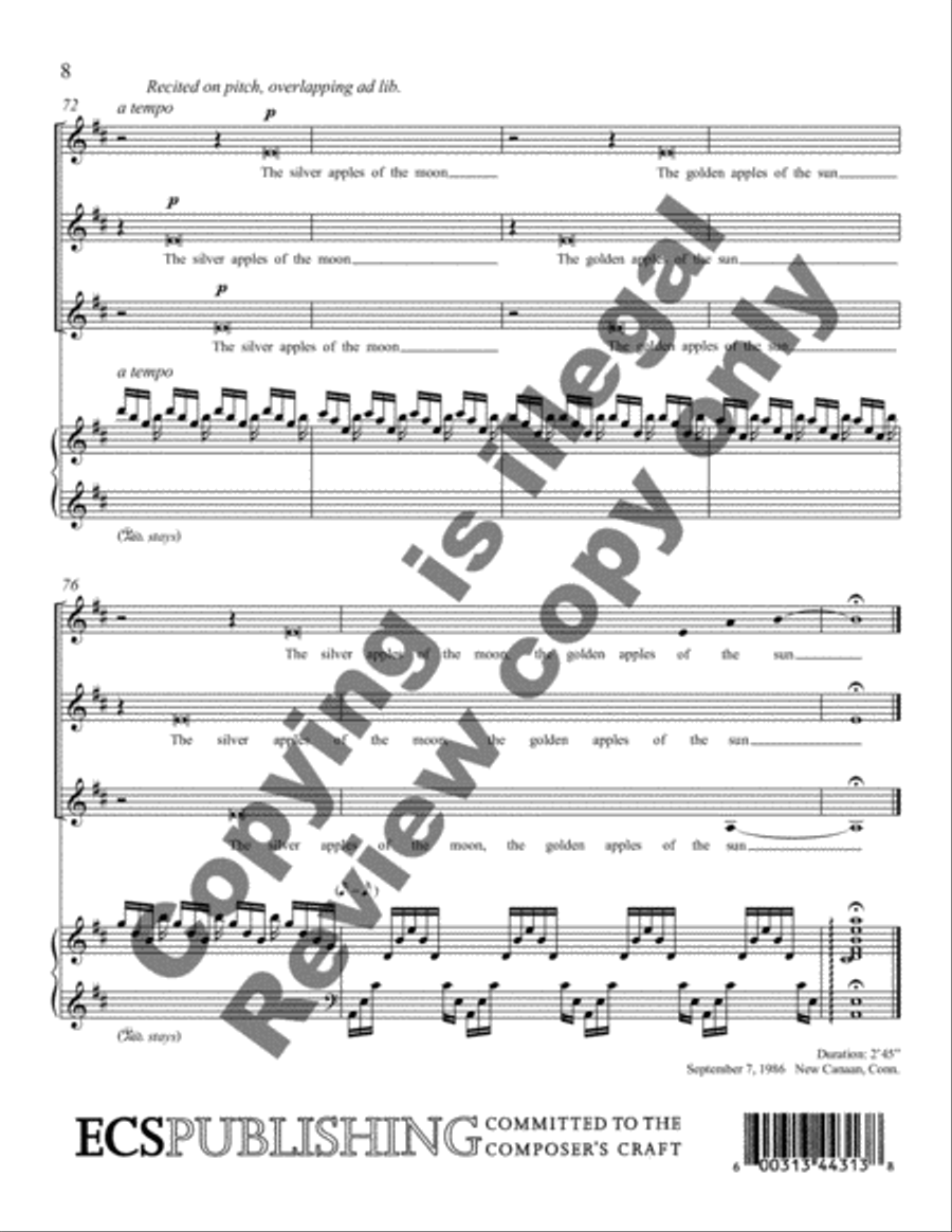 The Silver Apples of the Moon SSA scores gallery preview page 7
