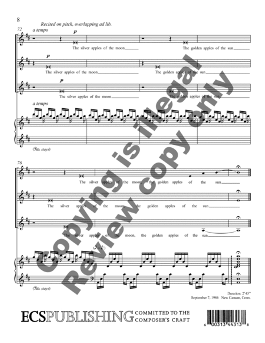 The Silver Apples of the Moon SSA scores gallery preview page 12