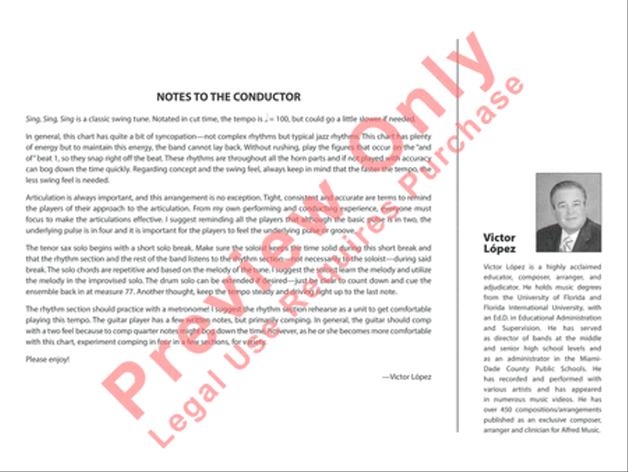 Sing, Sing, Sing Sing, Sing, Sing Jazz Ensemble scores gallery preview page 3