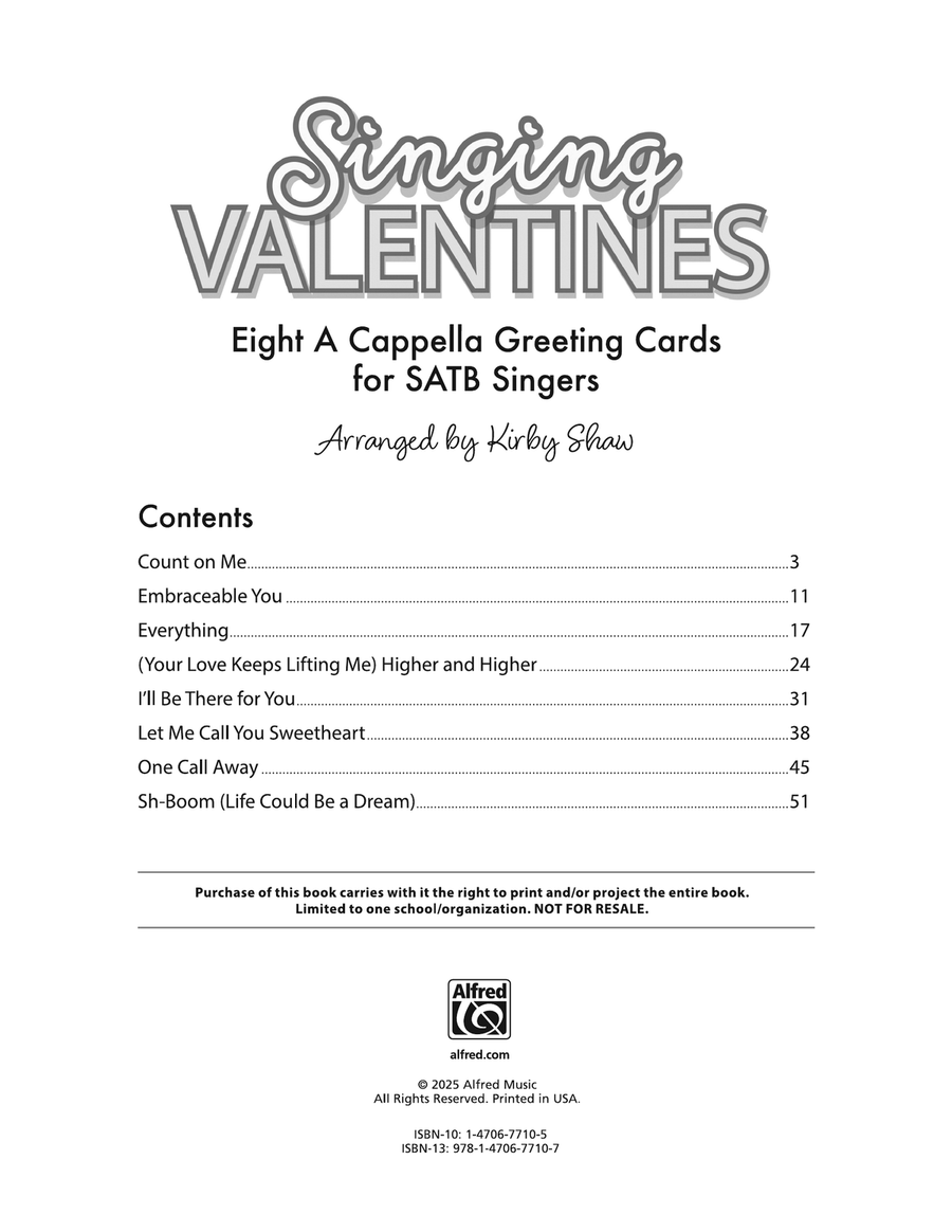 Singing Valentines by Kirby Shaw 4-Part - Sheet Music page 2