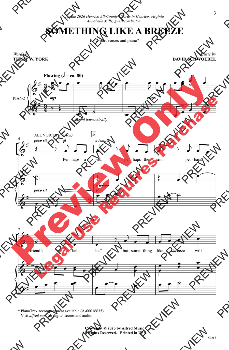 Something Like a Breeze by David Schwoebel 2-Part - Sheet Music page 3