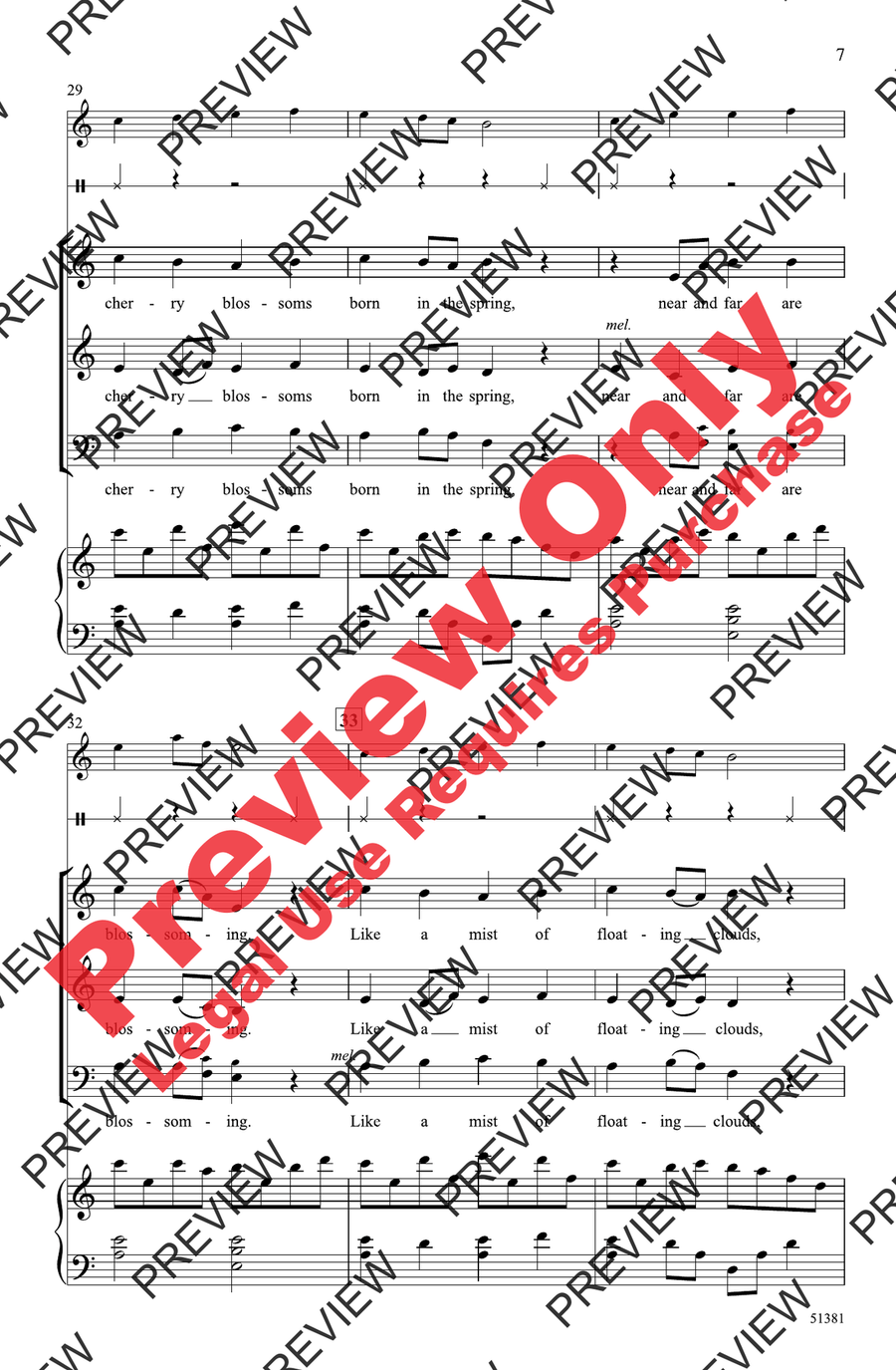 Sakura by Sally K. Albrecht 3-Part - Sheet Music page 7
