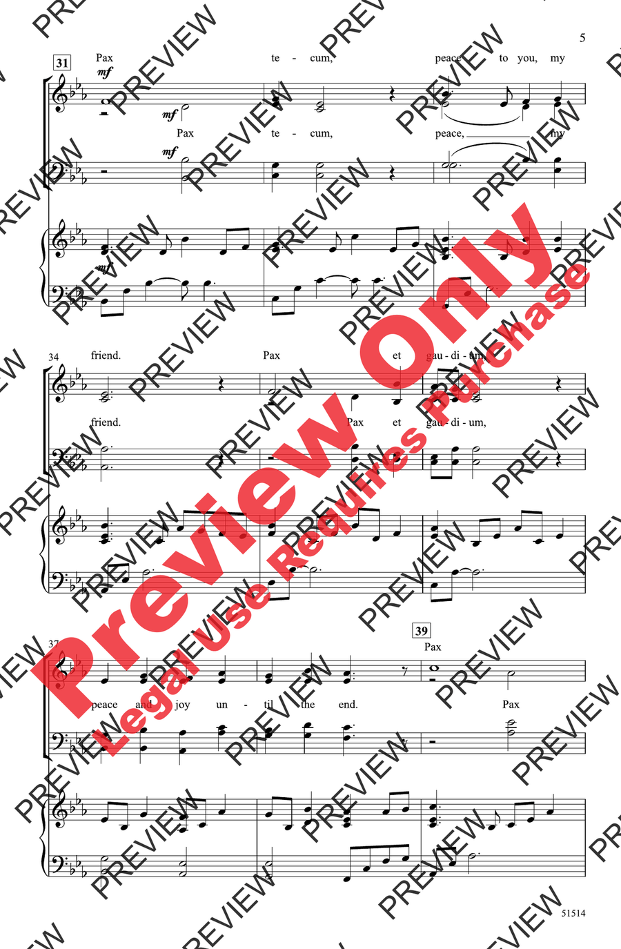 Pax Tecum 4-Part - Sheet Music page 5