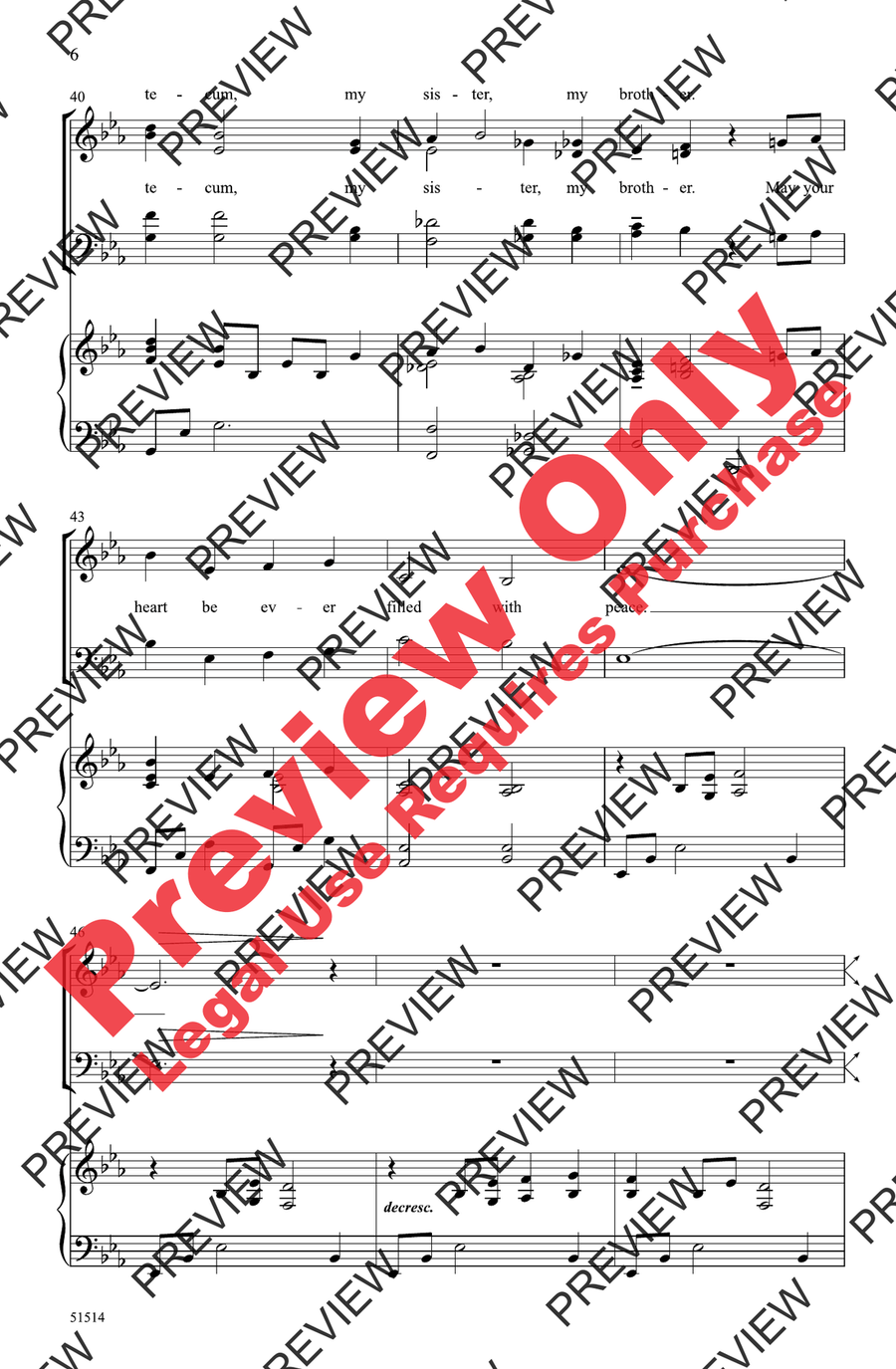 Pax Tecum 4-Part - Sheet Music page 6