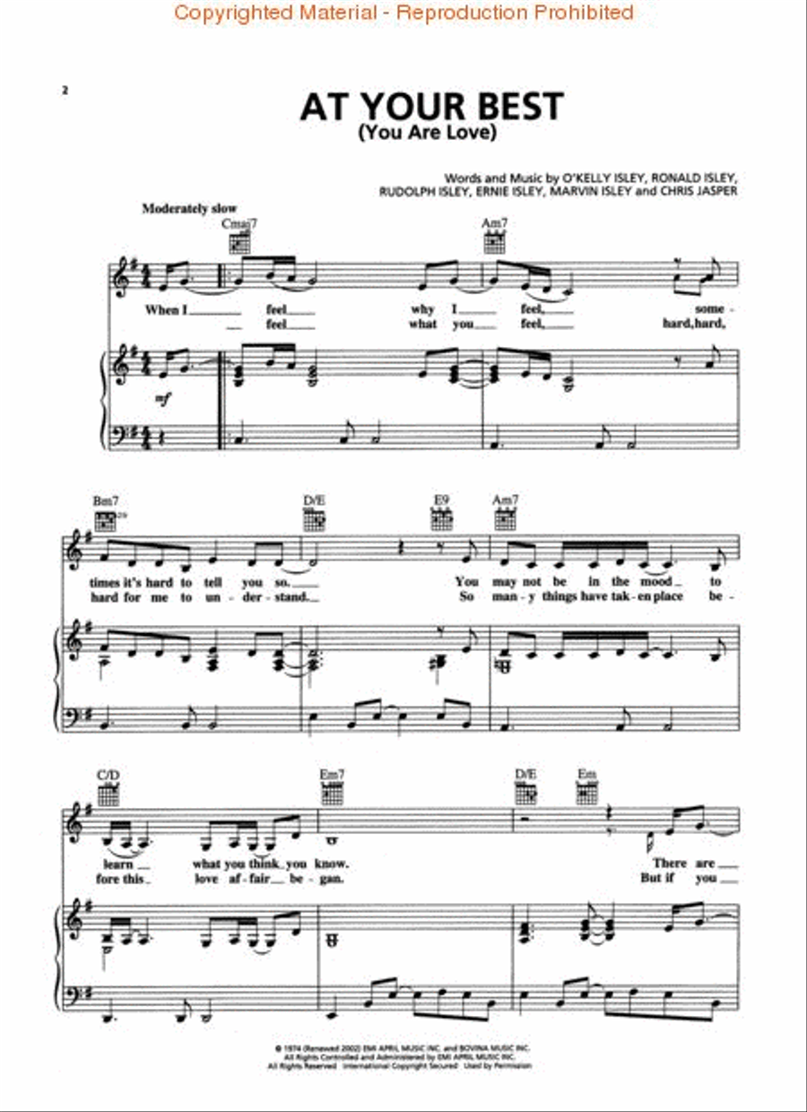 Best of the Isley Brothers Piano, Vocal, Guitar scores gallery preview page 2