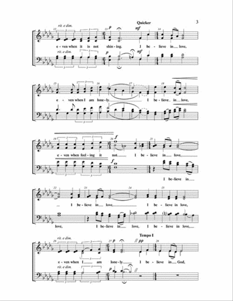 I Believe in the Sun I Believe in the Sun 4-Part scores gallery preview page 3