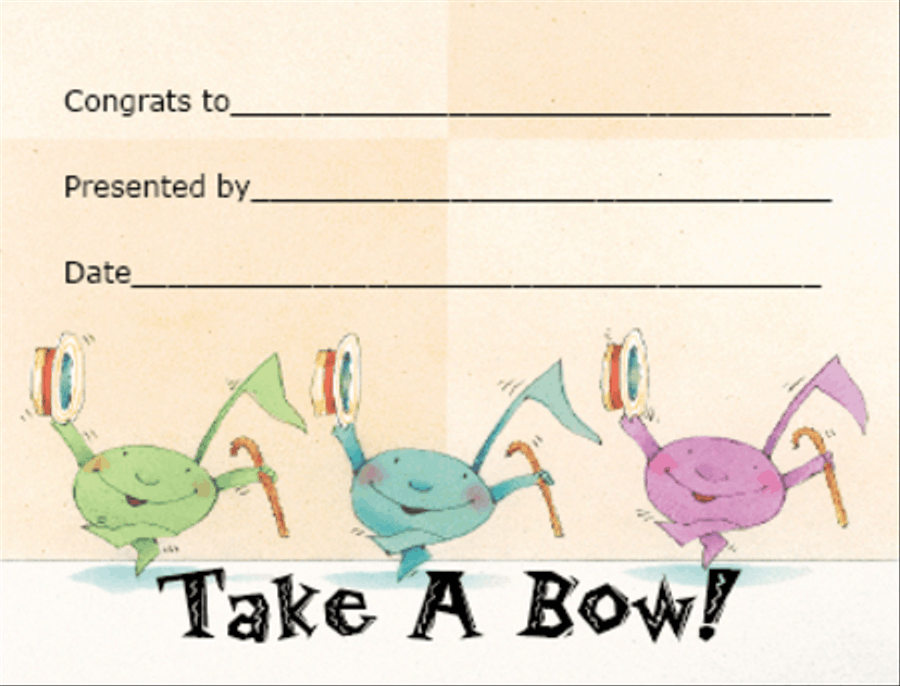 Award Certificates Mini - Take a Bow! Awards & Certificates scores gallery preview page 1