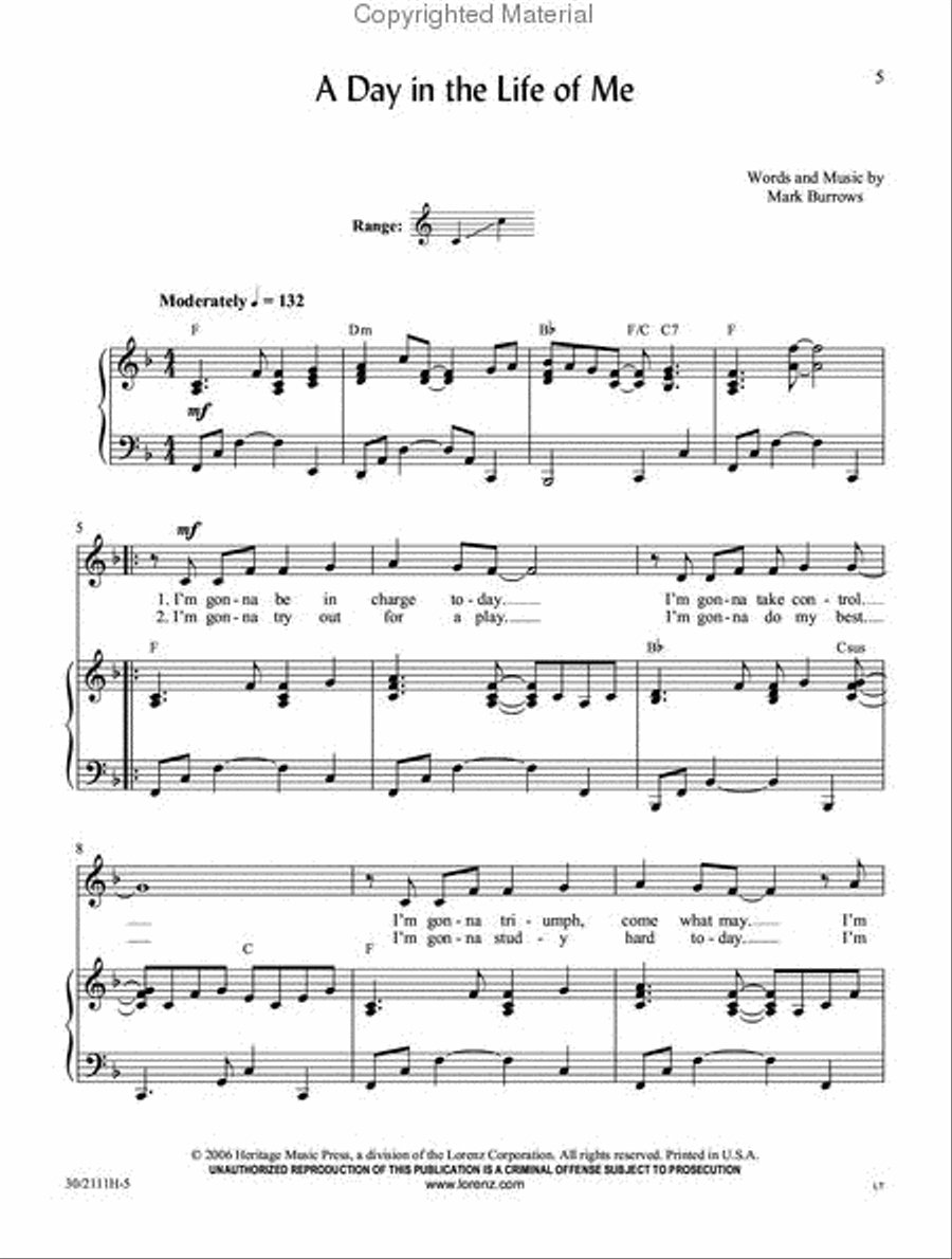 A Day in the Life of Me Unison Choir scores gallery preview page 2