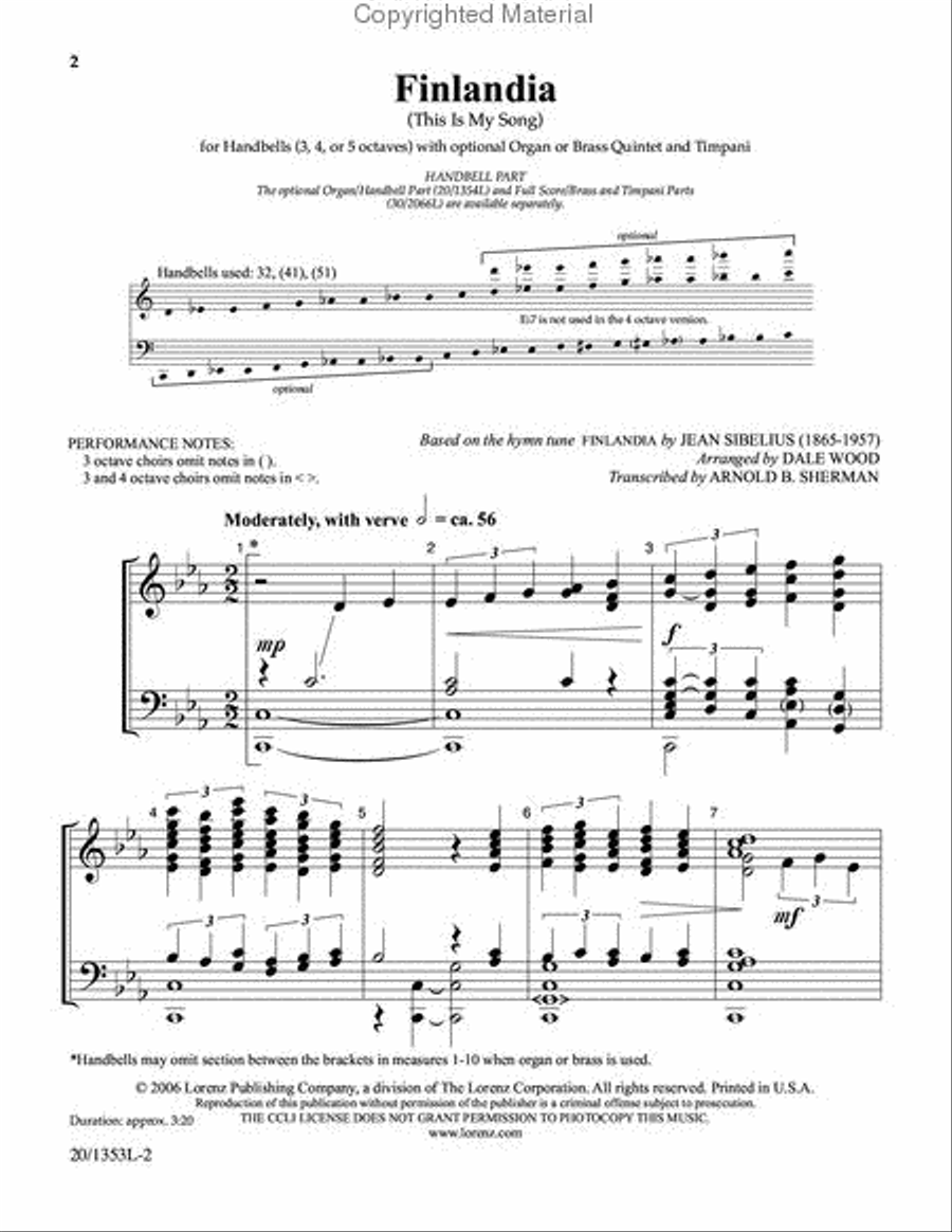 Finlandia - Handbell Part 5-Octaves scores gallery preview page 2