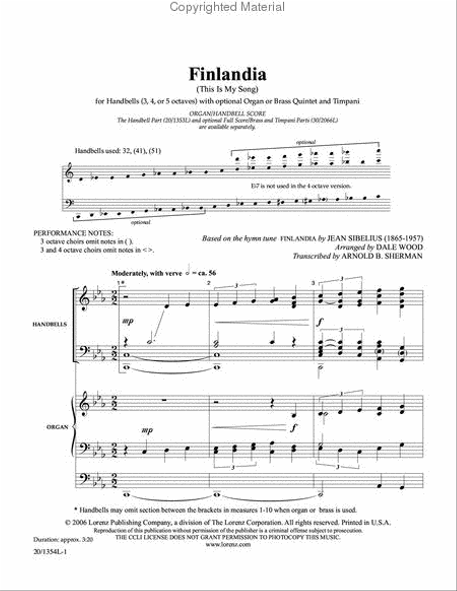 Finlandia - Handbell/Organ Score 5-Octaves scores gallery preview page 2
