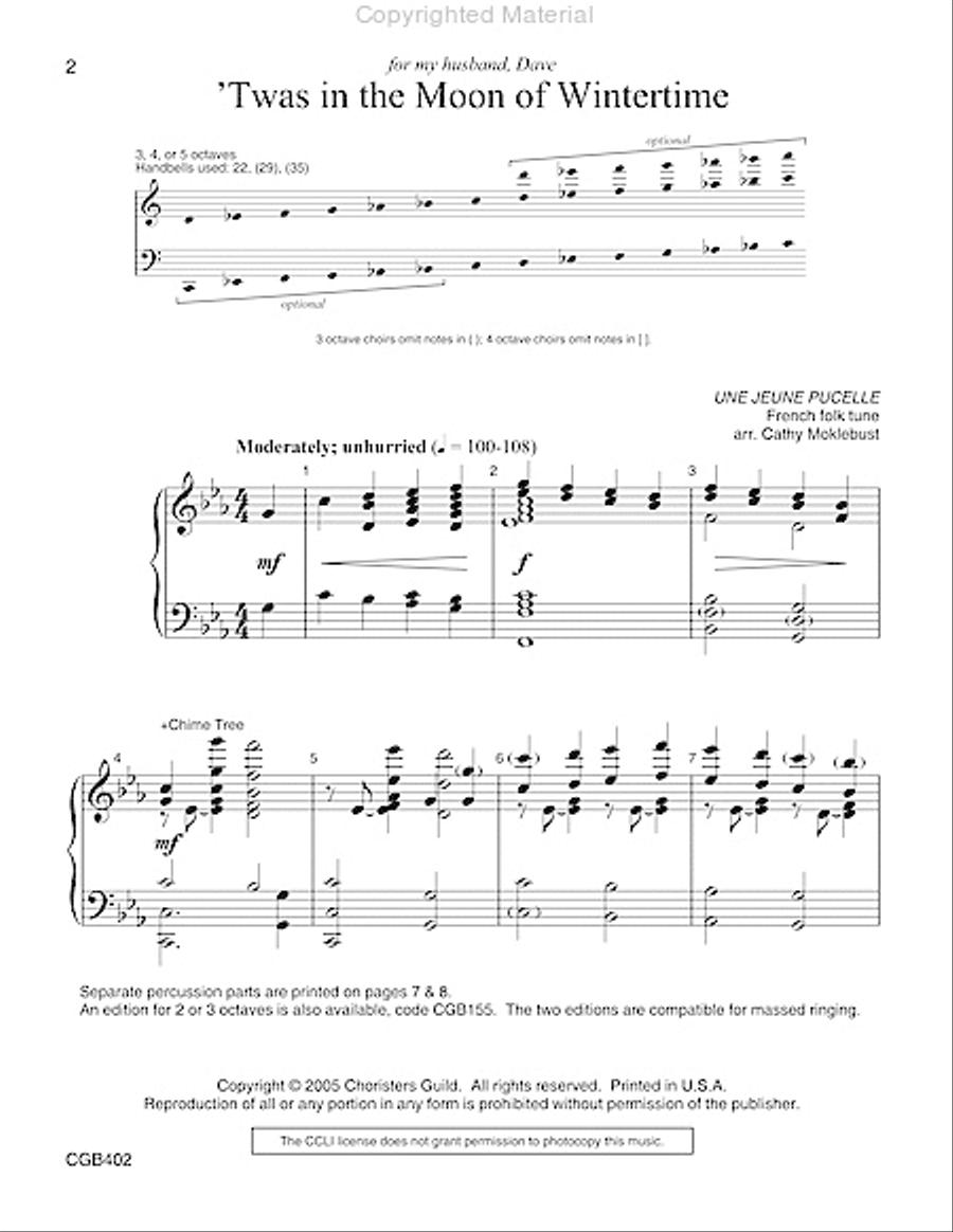 'Twas in the Moon of Wintertime 5-Octaves scores gallery preview page 2