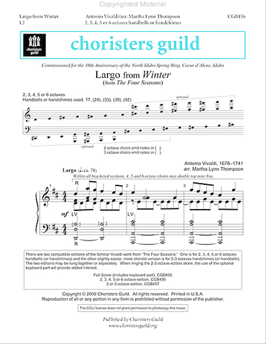 Largo from Winter - 2-6 octave Score 5-Octaves scores gallery preview page 2