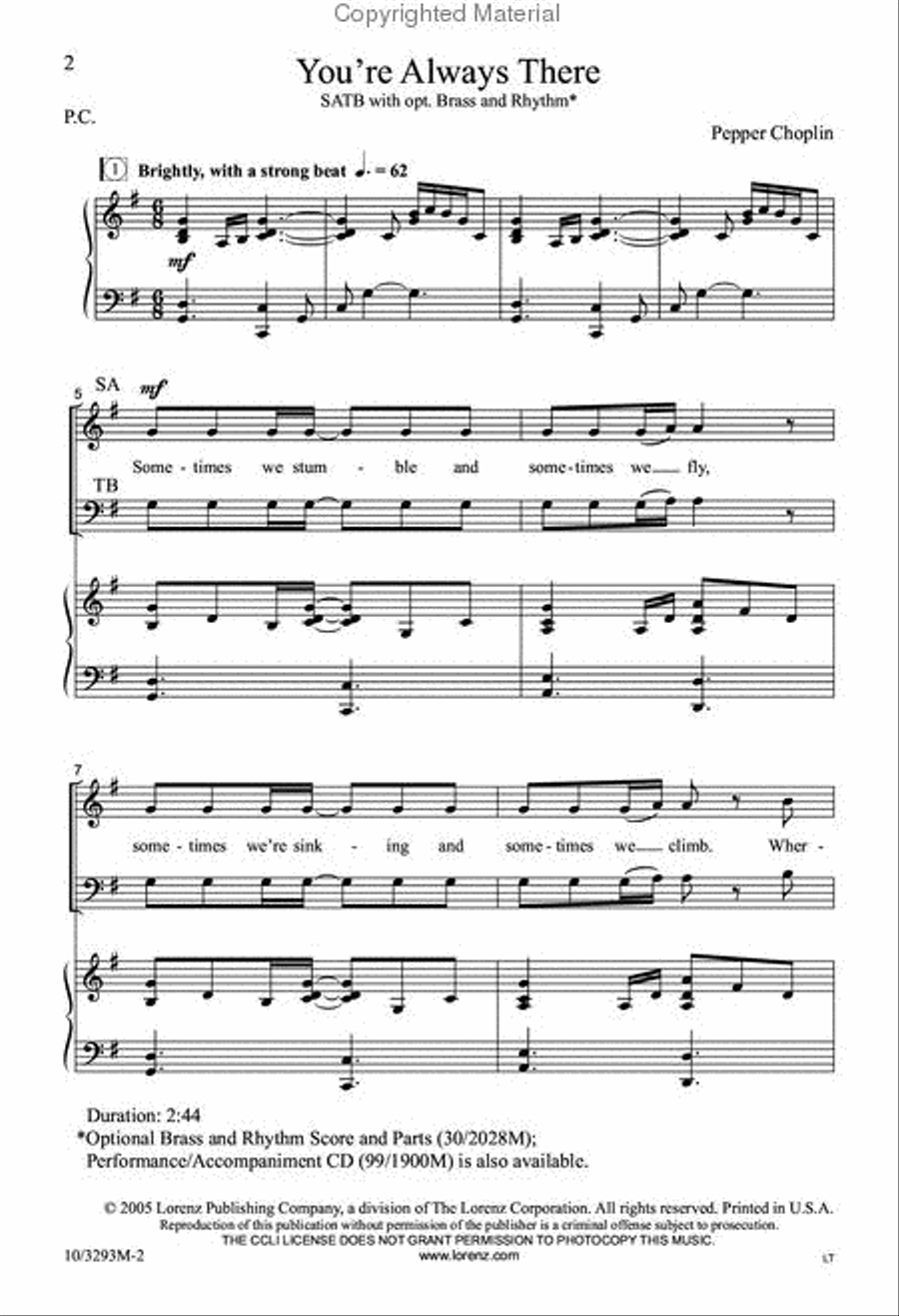 You're Always There 4-Part scores gallery preview page 2