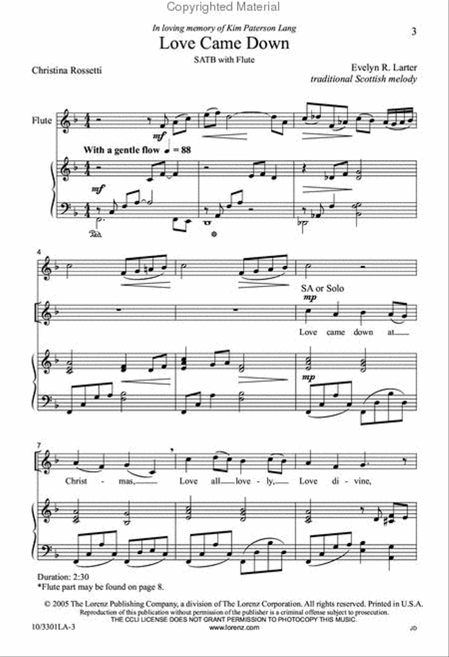 Love Came Down 4-Part scores gallery preview page 2