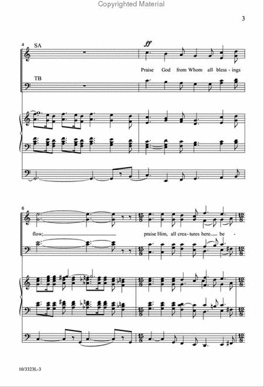 Praise God from Whom All Blessings Flow 4-Part scores gallery preview page 3