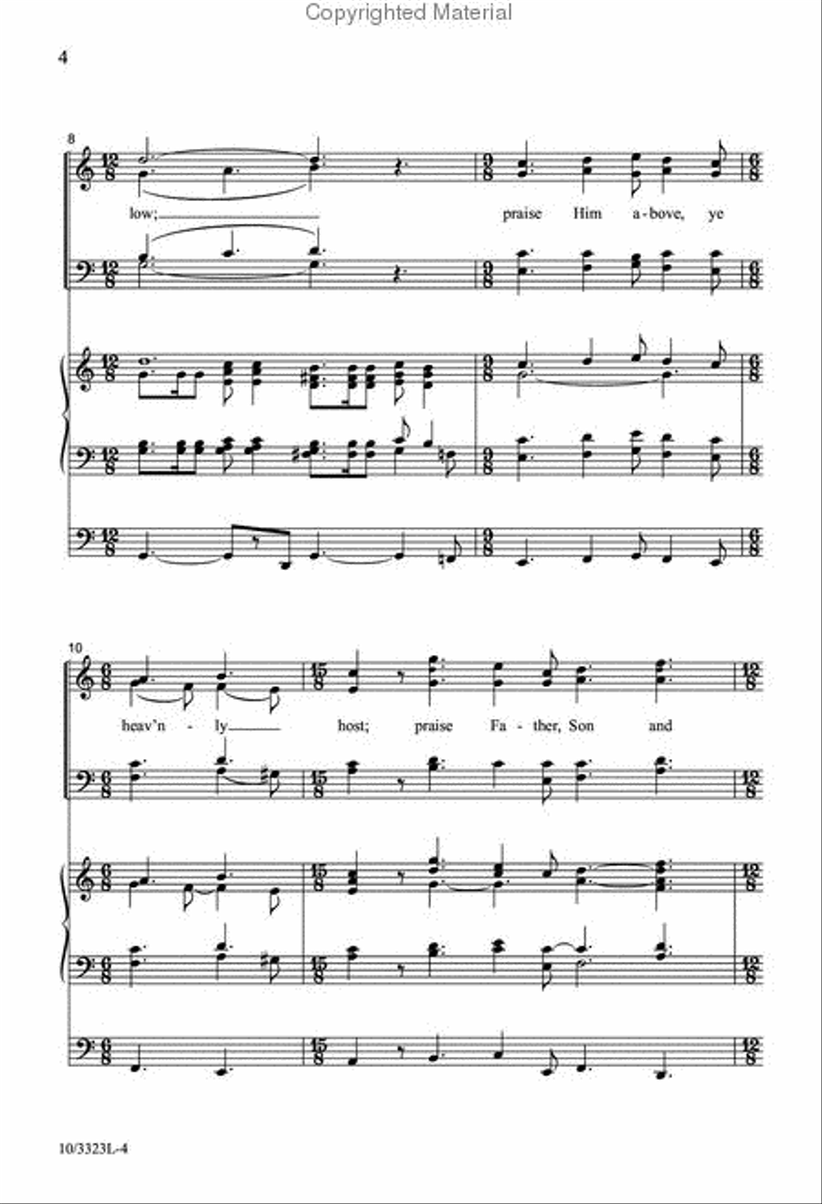 Praise God from Whom All Blessings Flow 4-Part scores gallery preview page 4