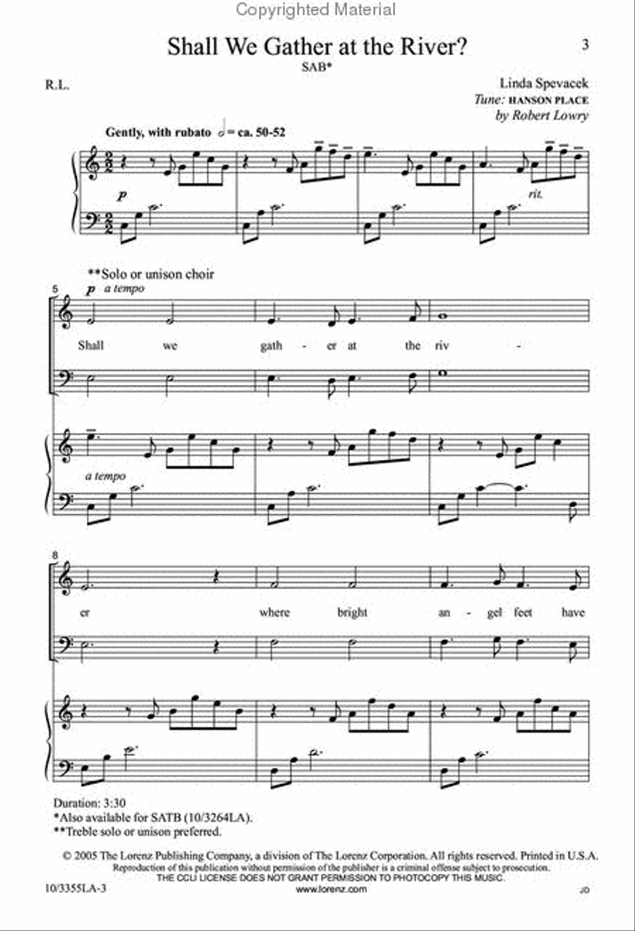 Shall We Gather at the River? 3-Part scores gallery preview page 2