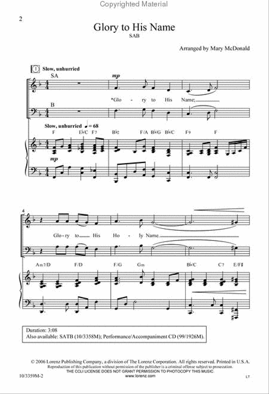 Glory to His Name 3-Part scores gallery preview page 2