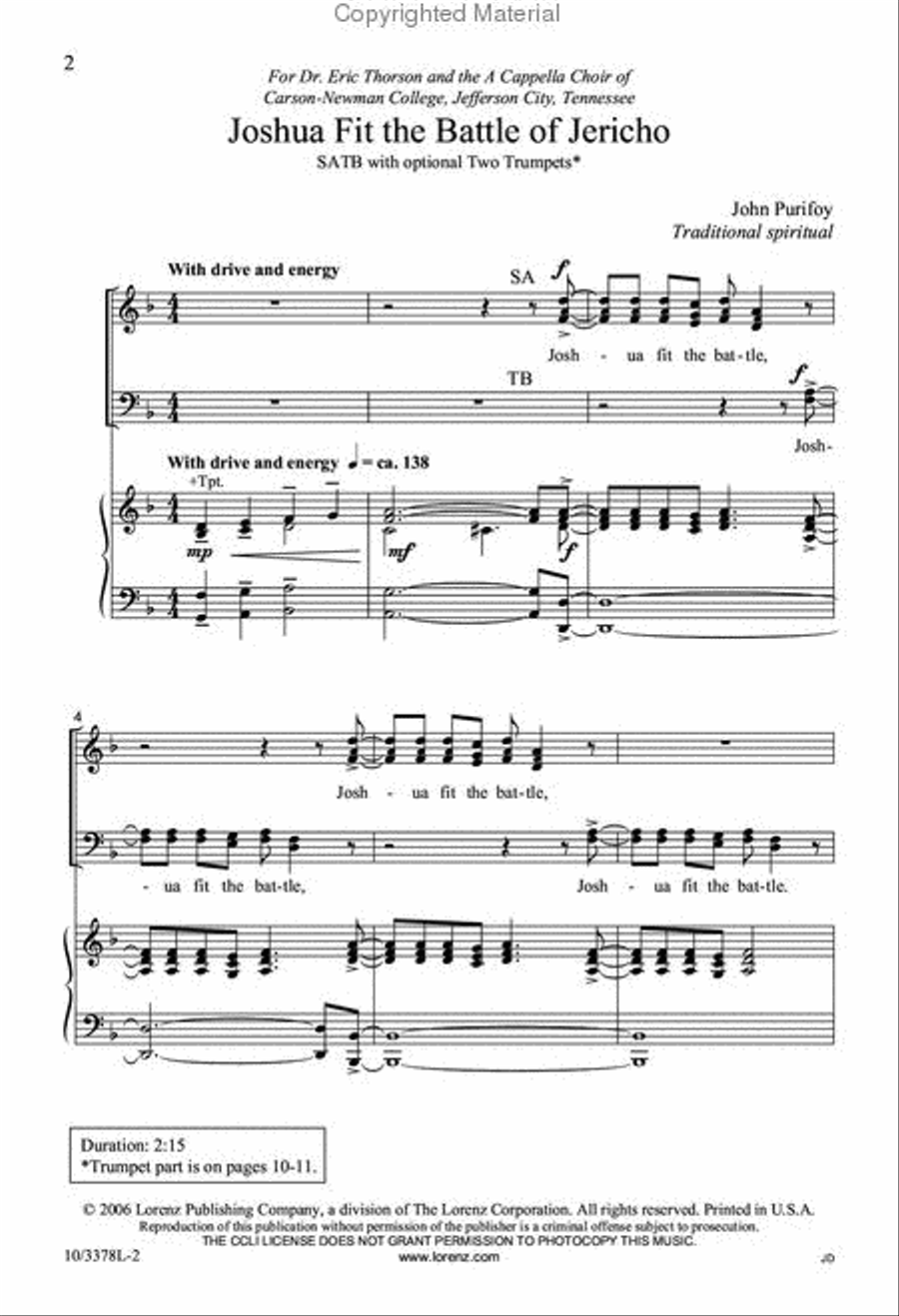 Joshua Fit the Battle of Jericho 4-Part scores gallery preview page 2