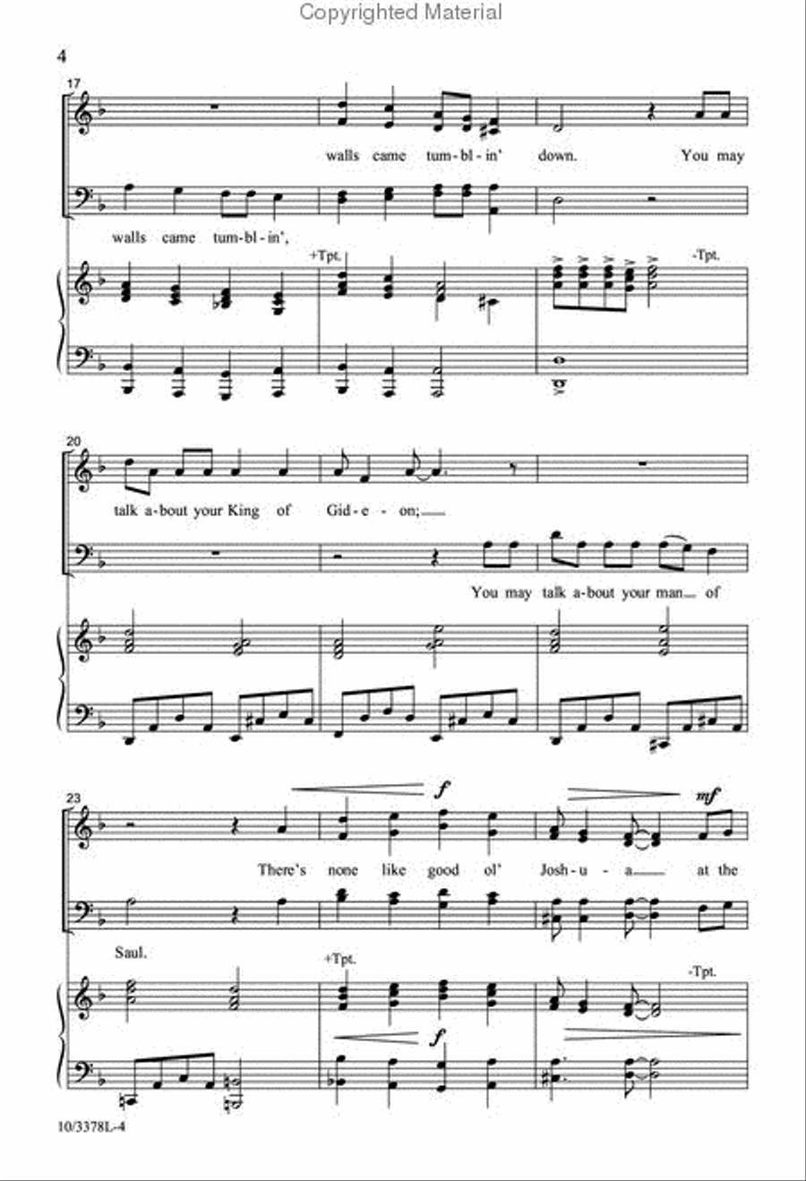 Joshua Fit the Battle of Jericho 4-Part scores gallery preview page 4