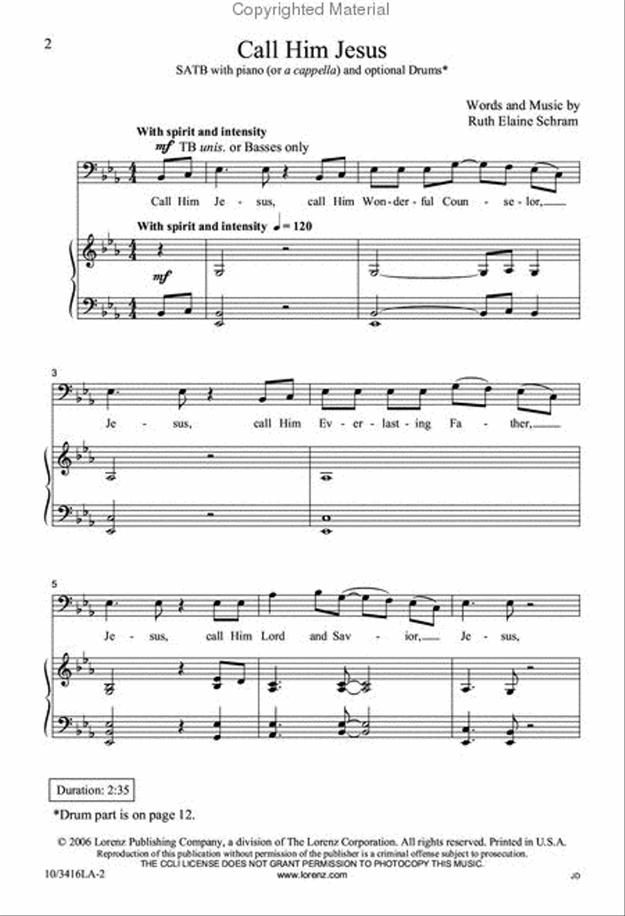 Call Him Jesus 4-Part scores gallery preview page 2