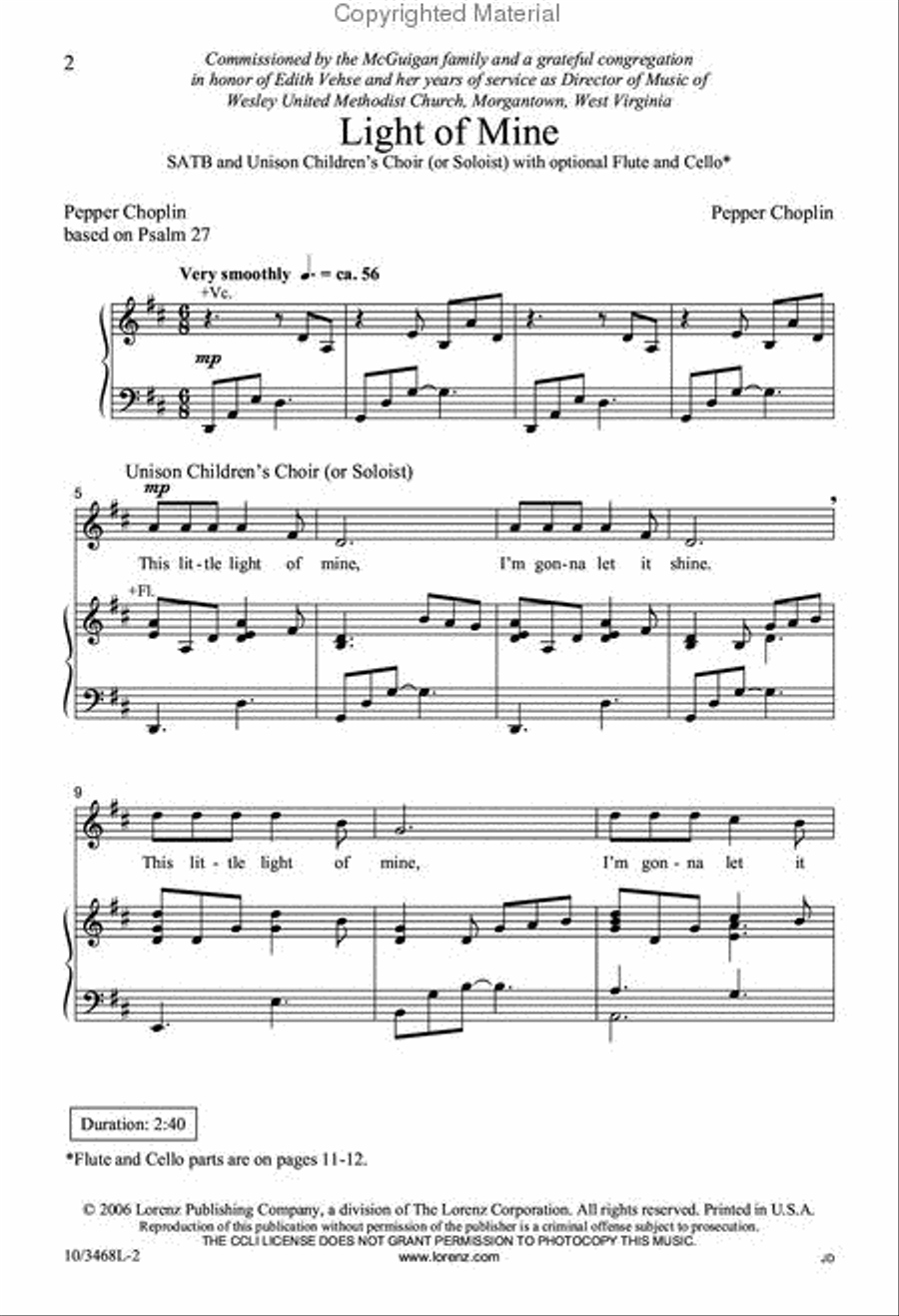 Light of Mine 4-Part scores gallery preview page 2