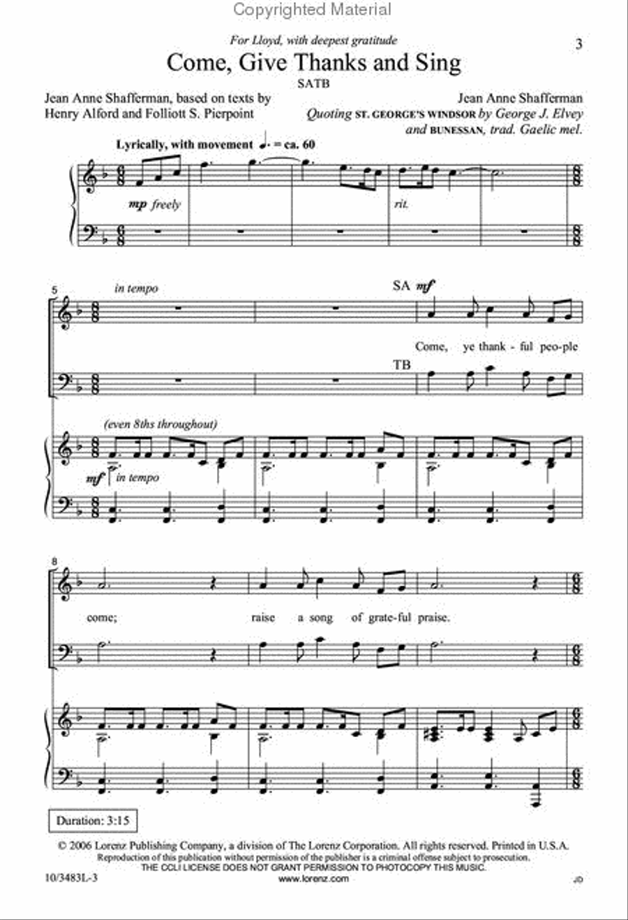 Come, Give Thanks and Sing 4-Part scores gallery preview page 2