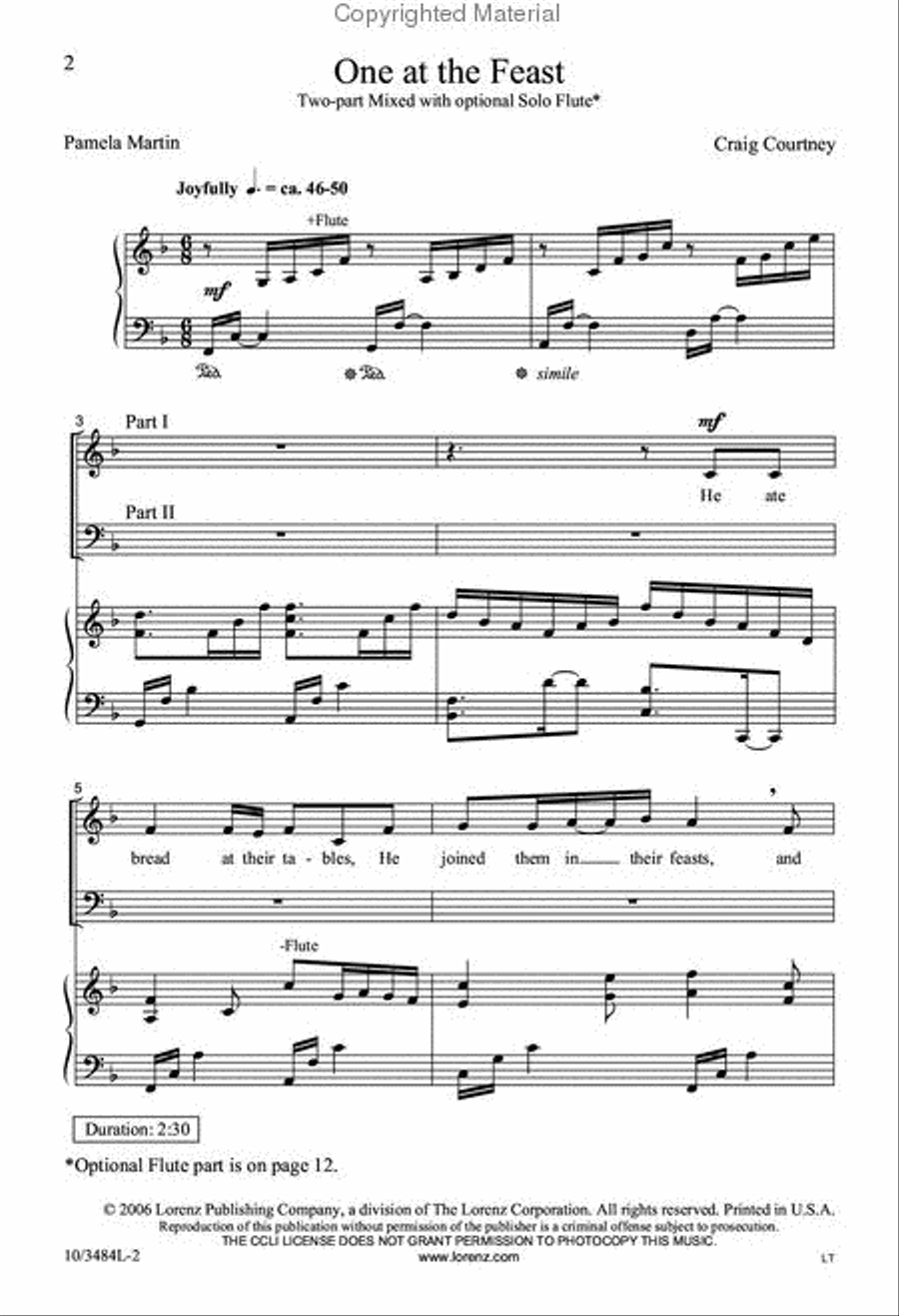 One at the Feast One at the Feast 2-Part scores gallery preview page 2