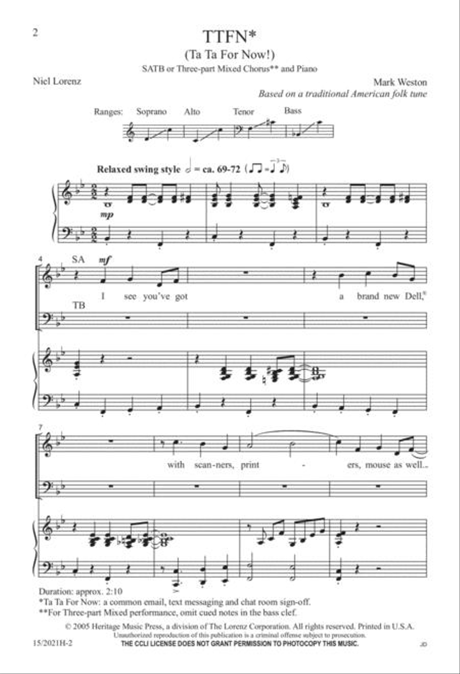 TTFN 4-Part scores gallery preview page 2