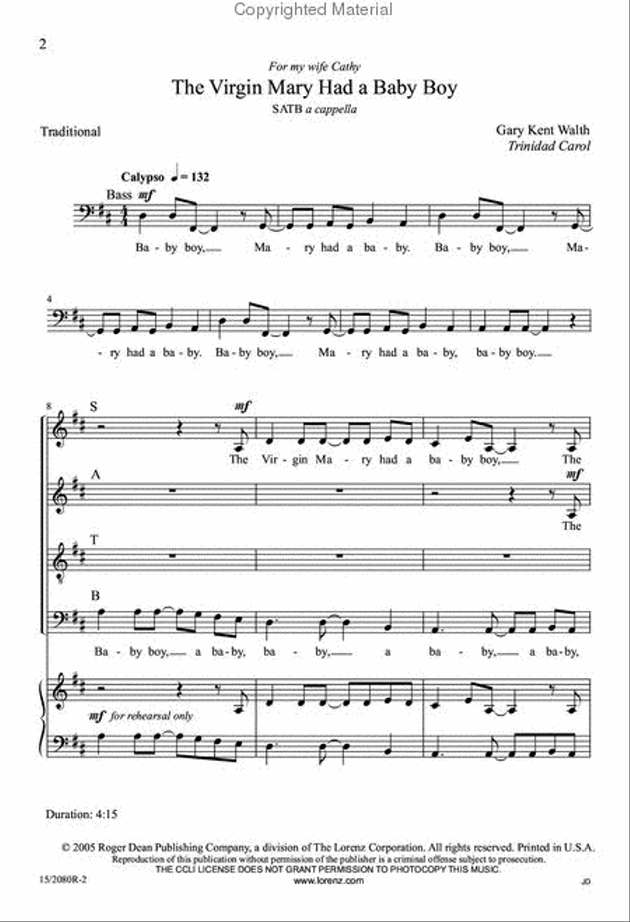 The Virgin Mary Had a Baby Boy 4-Part scores gallery preview page 2