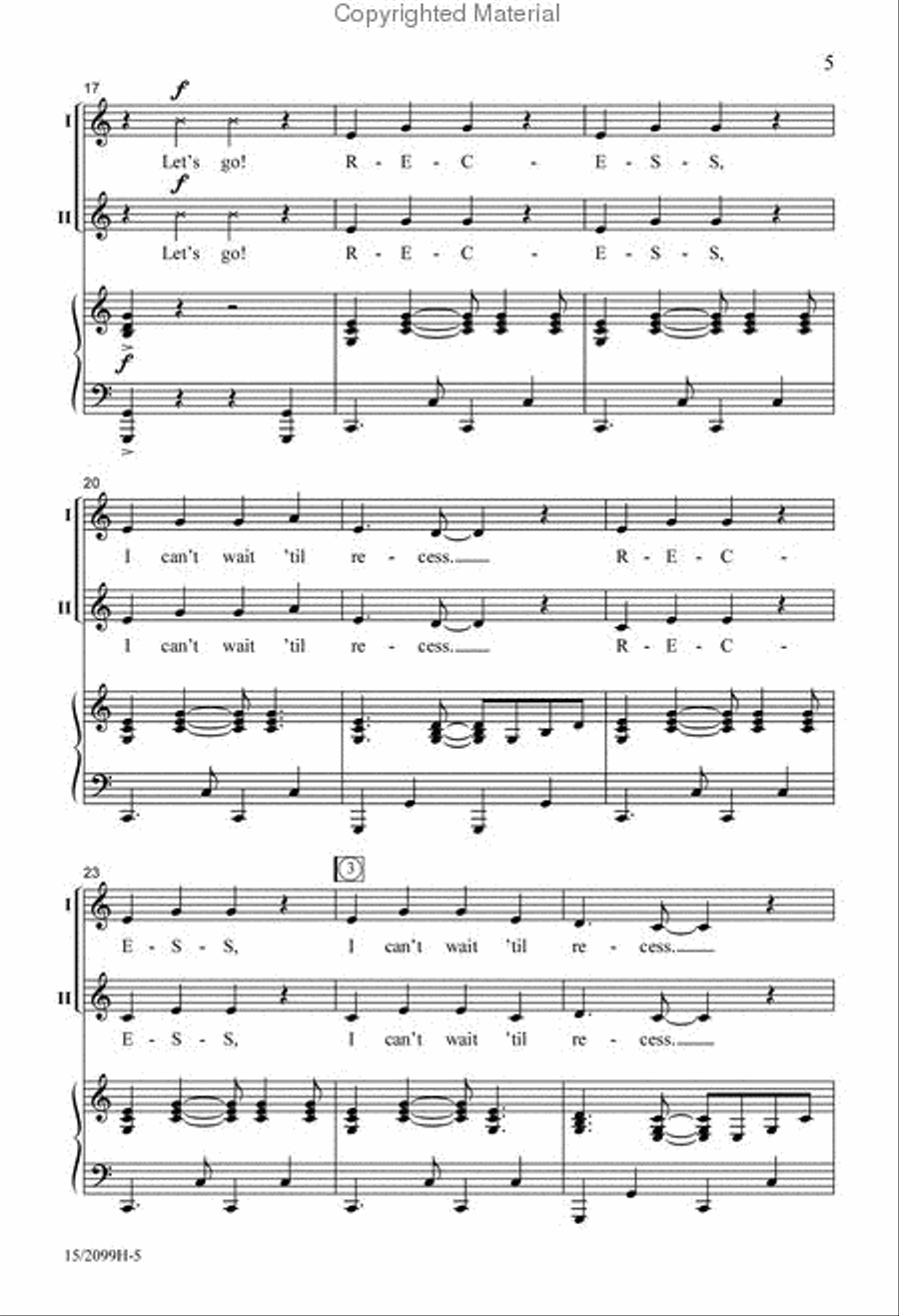 I Can't Wait 'Til Recess! 2-Part scores gallery preview page 4