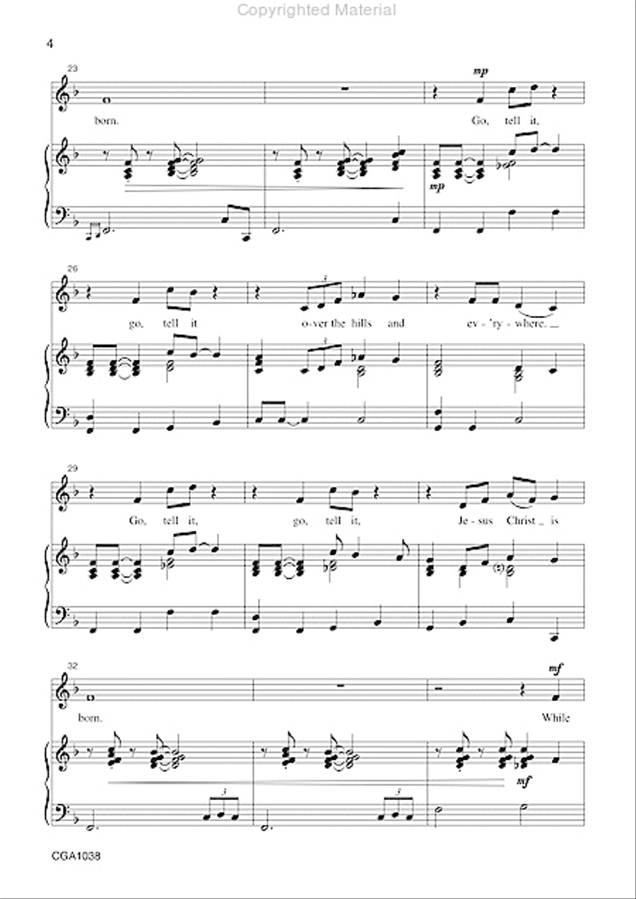 Go, Tell It on the Mountain Unison Choir scores gallery preview page 4
