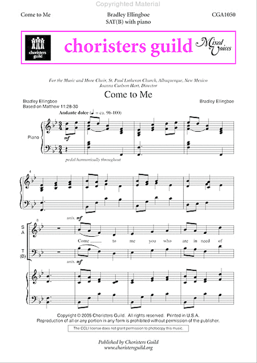 Come to Me 4-Part scores gallery preview page 2