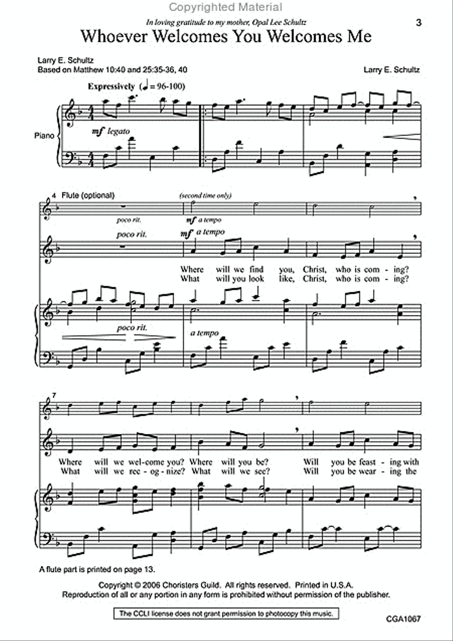 Whoever Welcomes You Welcomes Me Unison Choir scores gallery preview page 2