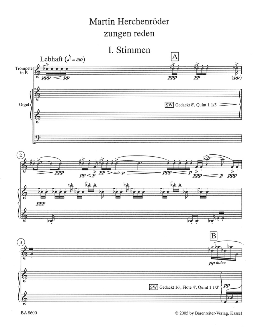 zungen reden for Trumpet and Organ Trumpet scores gallery preview page 2