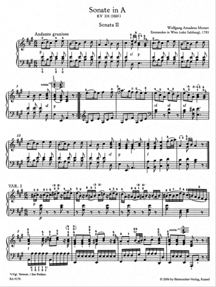 Sonata for Piano A major, KV 331 (300i) 'alla turca' Piano Solo scores gallery preview page 2