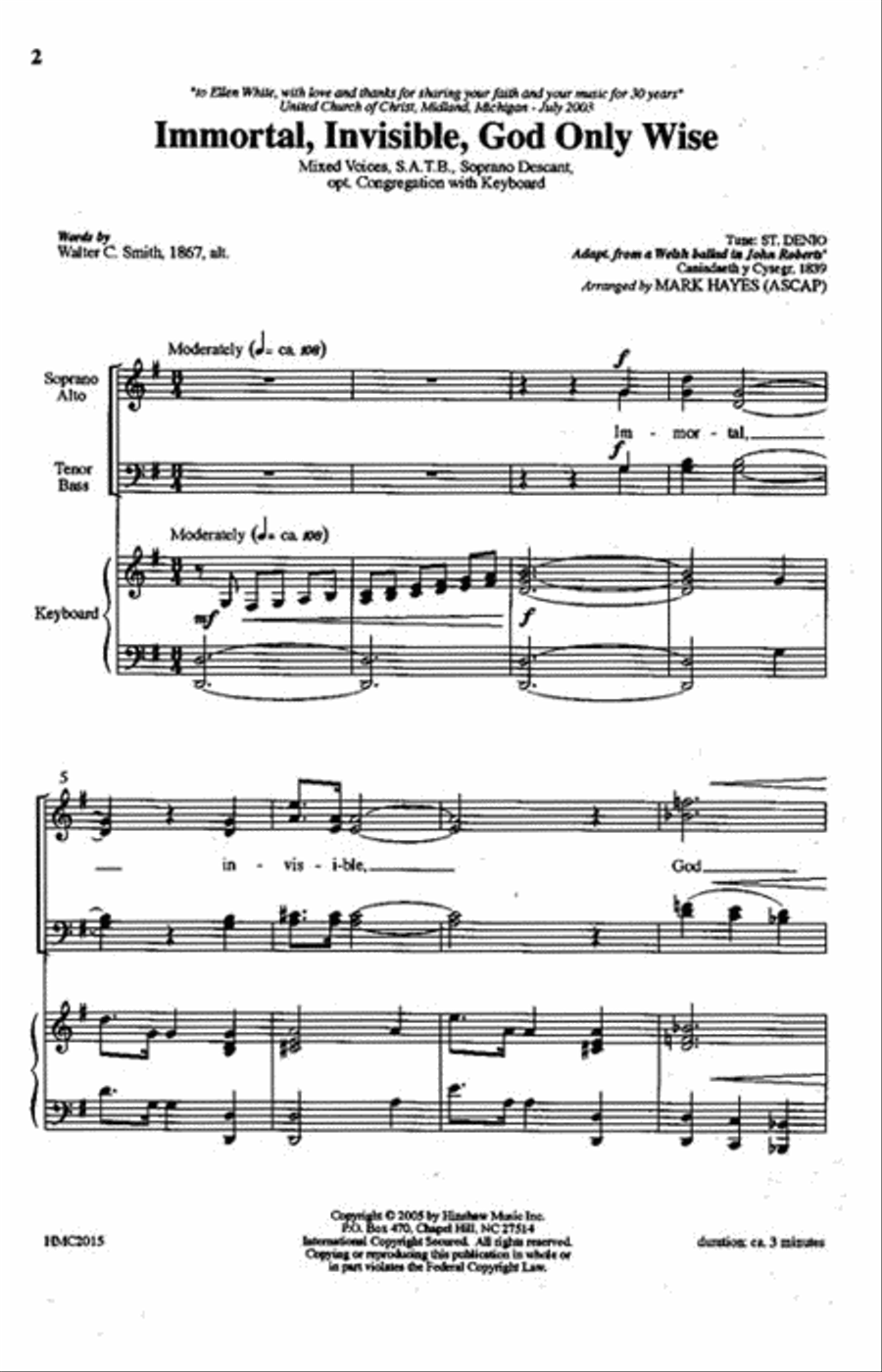 Immortal, Invisible, God Only Wise Choir scores gallery preview page 2