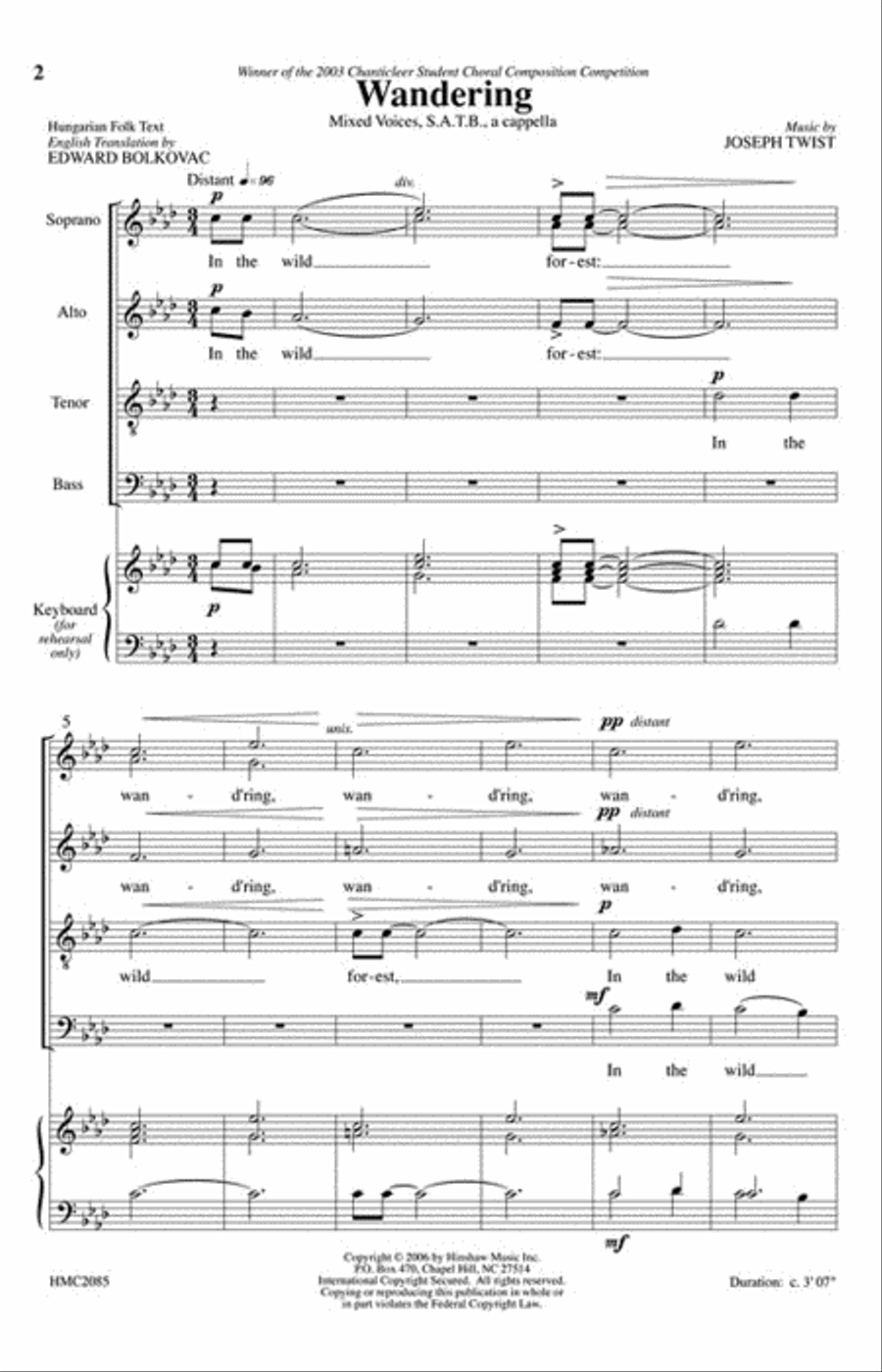 Wandering Wandering 4-Part scores gallery preview page 2