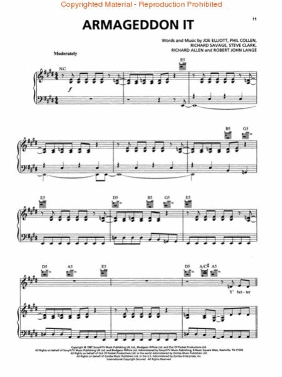 Def Leppard – Greatest Hits Piano, Vocal, Guitar scores gallery preview page 3