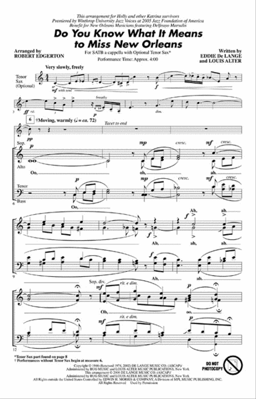 Do You Know What It Means to Miss New Orleans 4-Part scores gallery preview page 2