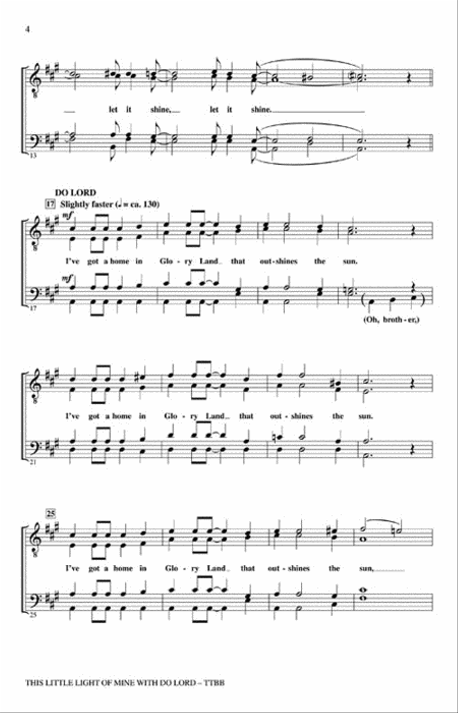This Little Light of Mine with Do Lord TTBB scores gallery preview page 3