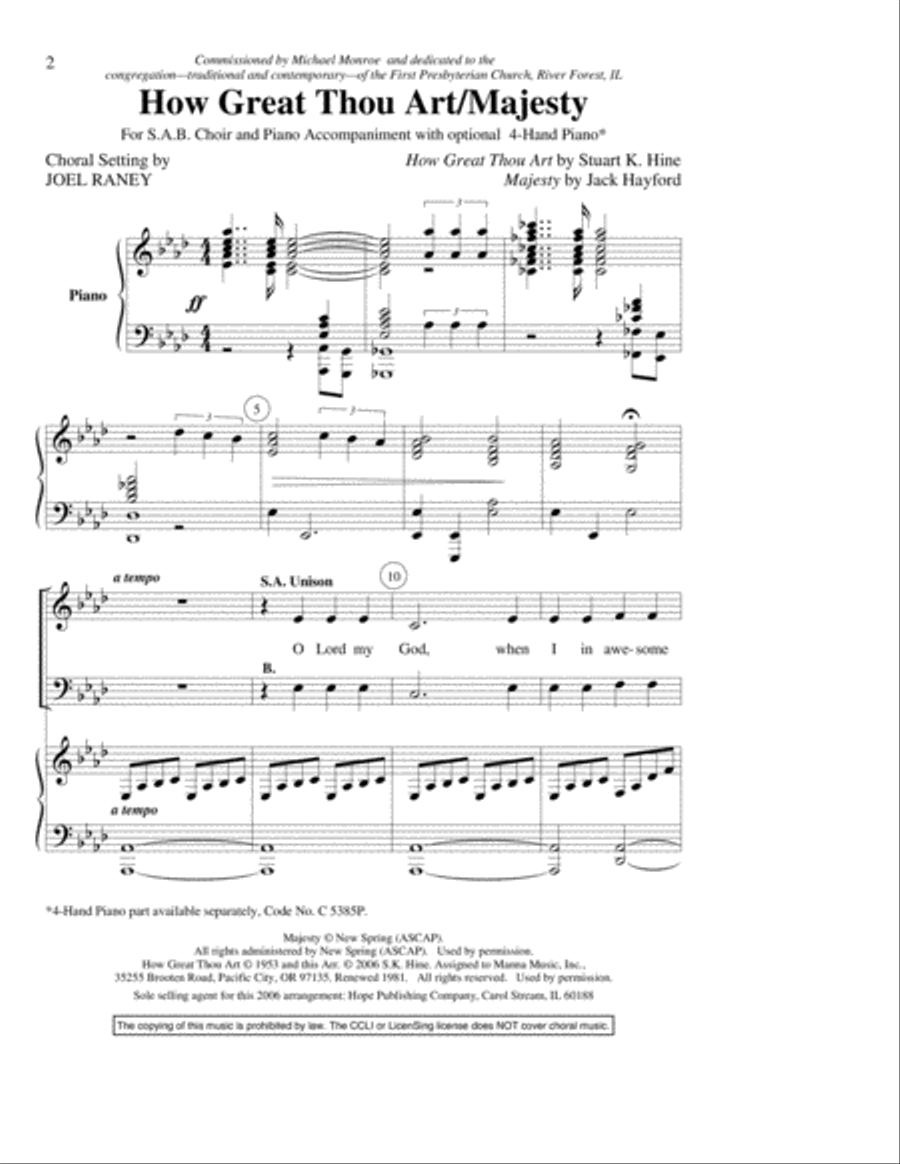 How Great Thou Art/Majesty SSA scores gallery preview page 2