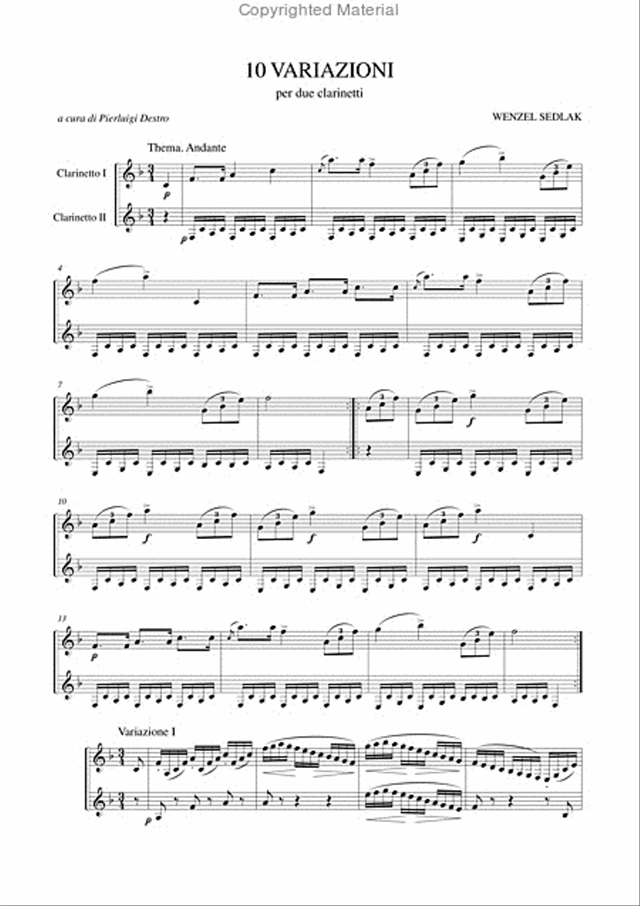 10 Variations for 2 Clarinets Clarinet Duet scores gallery preview page 2