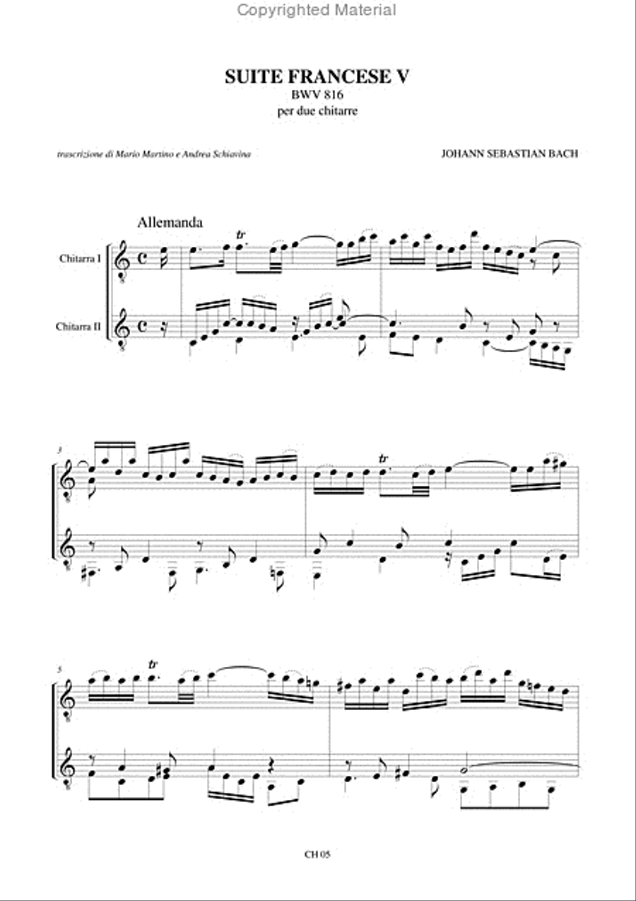 French Suite No. 5 BWV 816 for 2 Guitars Acoustic Guitar scores gallery preview page 2