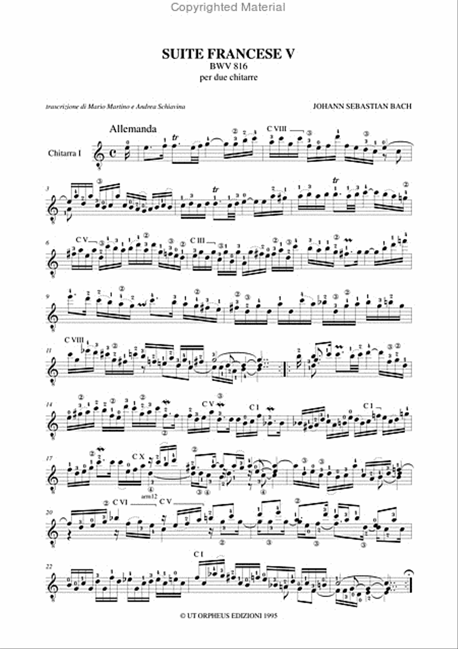 French Suite No. 5 BWV 816 for 2 Guitars Acoustic Guitar scores gallery preview page 3
