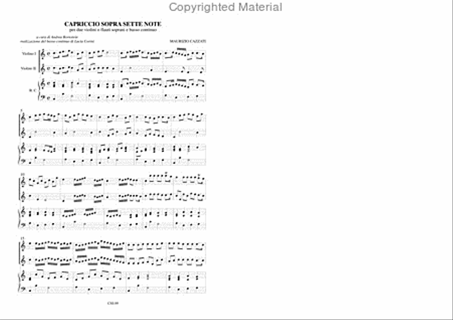 Capriccio sopra sette note for 2 Violins (2 Descant Recorders) and Continuo Soprano Recorder scores gallery preview page 2