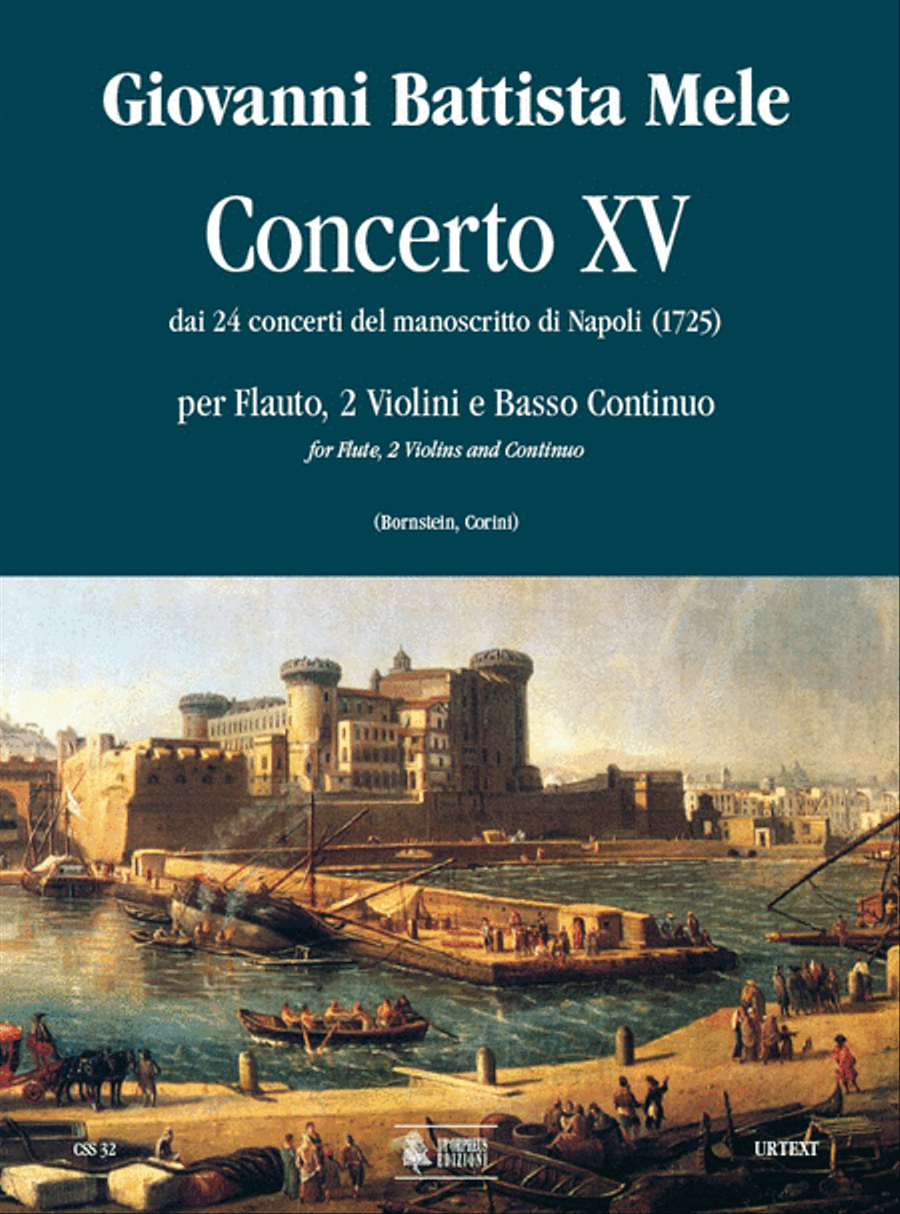 Concerto No. 15 from the 24 Concertos in the Naples manuscript (1725) for Treble Recorder (Flute), 2 Violins and Continuo Flute scores gallery preview page 1